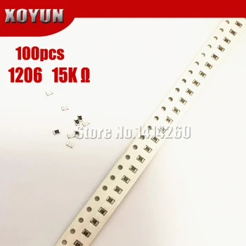 100PCS 1206 SMD Resistor de 1% 15K ohms resistor de chip 0,25 W 1/4W 153