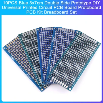 10PCS Azul 3x7cm do Lado do Dobro do Protótipo DIY Universal de Circuito Impresso do PWB da Placa Protoboard PCB Kit de Experimentação Conjunto