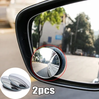 2Pcs de 360° de Rotação, Carro de Ponto Cego do Espelho Redondo Ajustável do Rearview do Carro Sugador, Espelho Convexo Amplo Ângulo de visão Traseira, sistema Auxiliar de Espelho