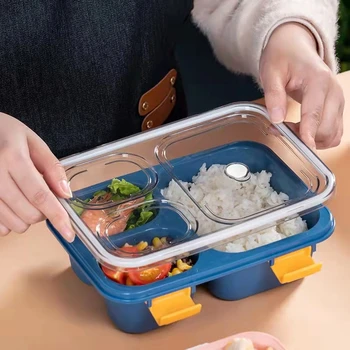 3/4 Grades Bento Caixa de Almoço Embalado em Plástico Microondas Selada à prova de Vazamento de Recipientes de Armazenamento de Alimentos para Crianças Estudante do Office
