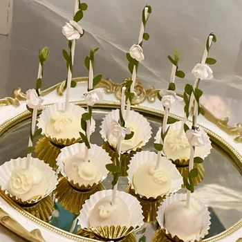 6Pcs Videira Flores Doces Paus de Chupa Otário Bolo de Casamento Topper Feliz Aniversário Chocolate Popcake de Cozimento Decoração
