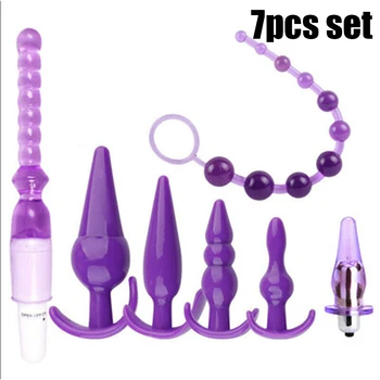 7pcs/set Vibrador Plug Anal Vibrador no Clitóris Estimulação Adulto Erótico Bdsm Orgasmo Ponto G Brinquedos Sexuais Para Mulheres, Homens Castidade Sex Shop