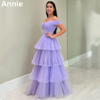 Annie Lavanda, Roxo Prom Vestidos Doce Camadas de Tule Vestido de Noite 2024 فساتين السهرة Casamento Ocasiões Formais Vestido de Festa