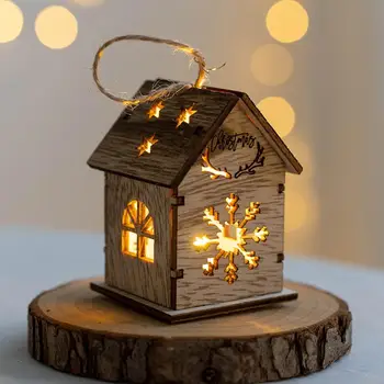 Boneco de neve Luzes da Casa Requintada Casa de Madeira com Pingente de Criar Um Feriado Quentes de Luzes Decoração de Natal Decoração da Cabine