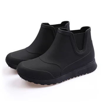 Chuva negra Sapatos para Homens de Borracha Sapato Plataforma Ankle Boots 2022 Outono Inverno Deslizar sobre Botas Botas para Homens Waterproof Botas de Trabalho