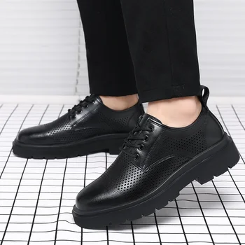 De Negócio de alta Qualidade Formal Sapatos Oxford de Moda masculina de Plataforma, com elevação da Sola Grossa de Couro, Sapatos, Estilo Britânico Mocassim