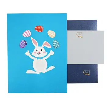 Engraçado Páscoa, Cartões 3D Coelho Ovo de Cesta de Cartão de Felicitações de Aniversário Para Crianças Crianças Mom Pai de Família Coelho Na Cesta Cartão
