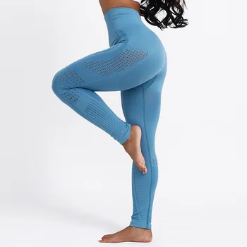 Executando O Esporte Leggings Mulher Perfeita Yoga Calças De Cintura Alta Oco Calças Leggins De Ginásio De Treinamento De Exercício, Empurre-A Para Cima Legging