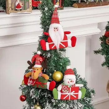 Feliz Natal Enfeites Clássico Boneco de neve Bonito Papai Noel Elk Natal Pingente pequena árvore de suspensão da decoração para a casa da janela