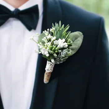Flor na lapela E Punho Corpete de Casamento Cerimônia de Noiva e Noiva Europeu e Americano Floresta Estilo Rural Simulação de Casamento