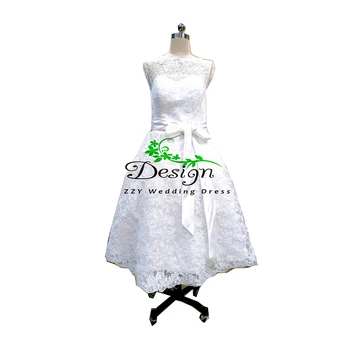 Imagens Reais ! Laço branco Curto vestidos festa elegante colher de Meados de-vitela Beading vestido de Folhas de mulheres para a festa de casamento Com Laços