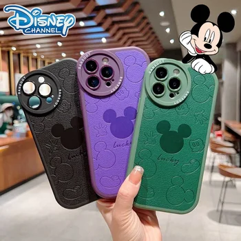 Mickey de Disney de Luxo, capa de Couro para IPhone 14 13 12 11 Pro Max X XR XS Mais Macia Capa de Silicone à prova de Choque Acessórios do Telefone