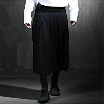Os homens da Nova Personalizado Plissado Saia Solta Calças coreano Marca de Moda Masculina estilista de Cabelo Solto Moda Grande casual calças