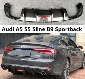 Pára-choques traseiro com Difusor Para Audi A5 S5 Sline RS5 Cabriolet B9 2017 2018 2019 Porta Tronco Lip Spoiler de Fibra de Carbono(Com o DIODO emissor de Luz )