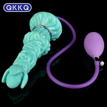 QKKQ Inflável Empurrar Ovipositor Sexo Lésbico Brinquedos de Silicone Macio Anal Velas de Estimular o Orgasmo Vaginal de Mulheres Masturbador