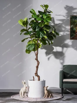 Vento Ficus Lyrata Árvore De Simulação De Vegetação Em Vasos De Interior Sala De Estar Mostrar Decorações